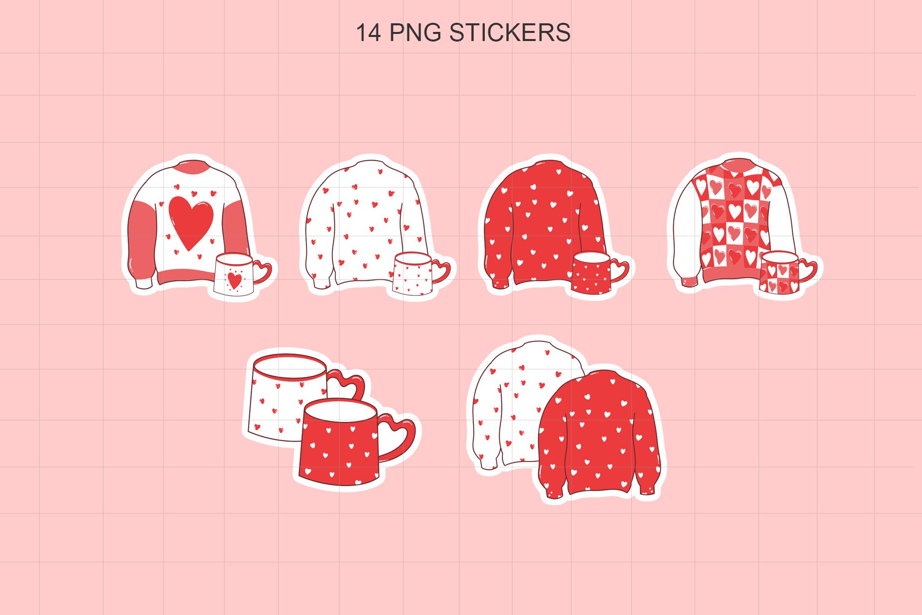 Valentines Day Stickers - Set of 14 Stickers PLUS Sheet 2