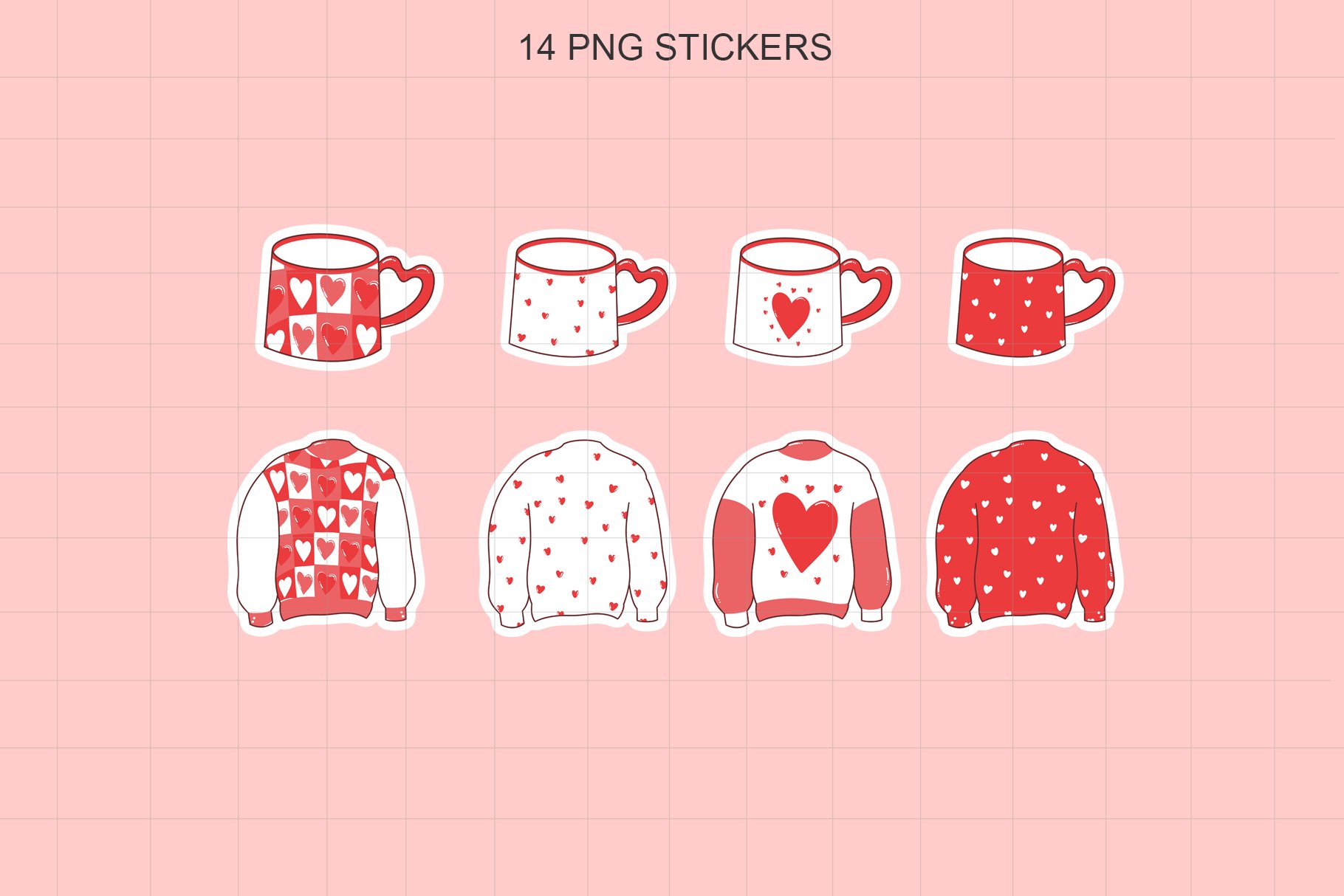 Valentines Day Stickers - Set of 14 Stickers PLUS Sheet 3