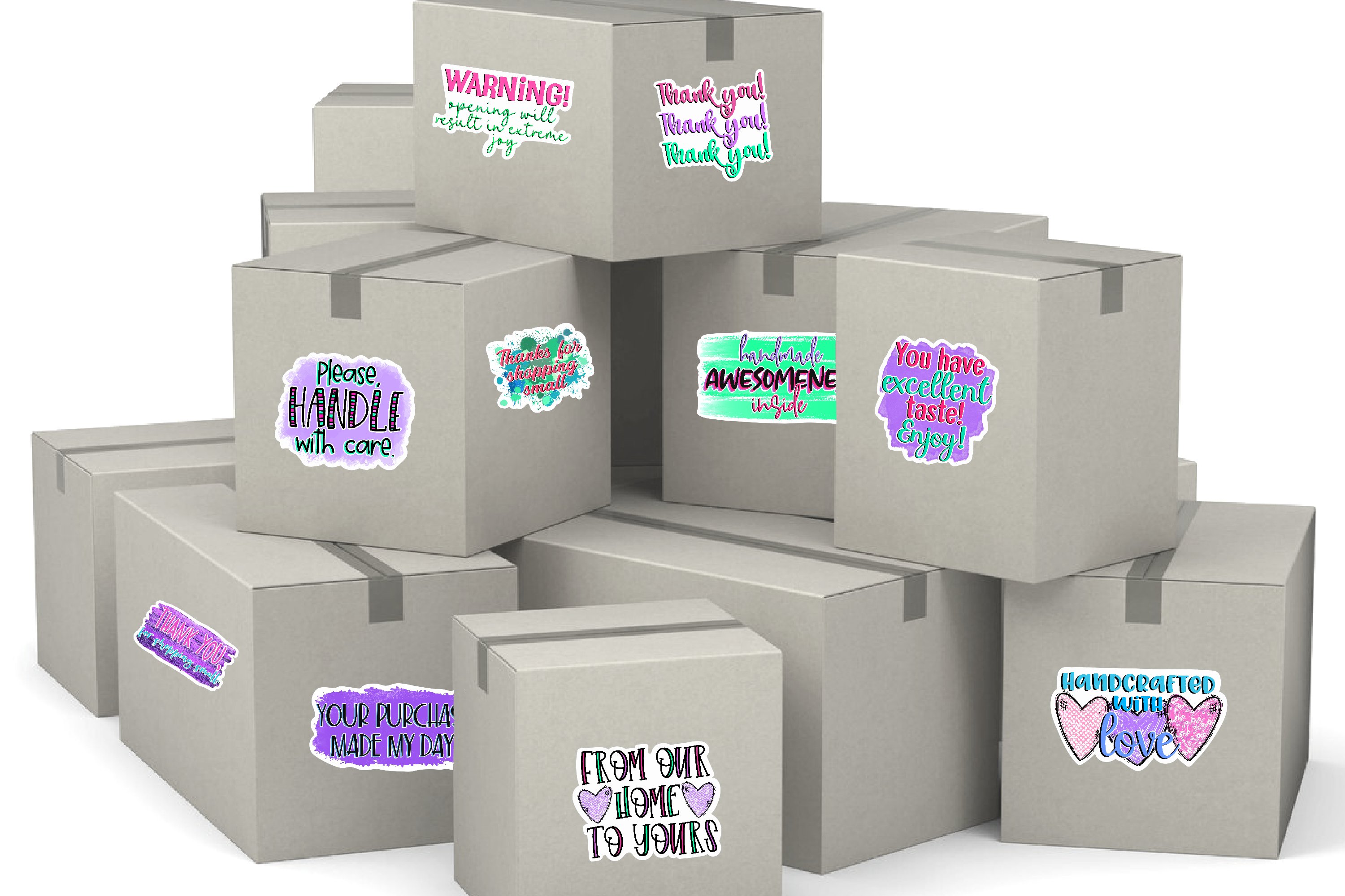 Small Business Sticker Bundle|Mailing,Packing,Thank You|PNG 2