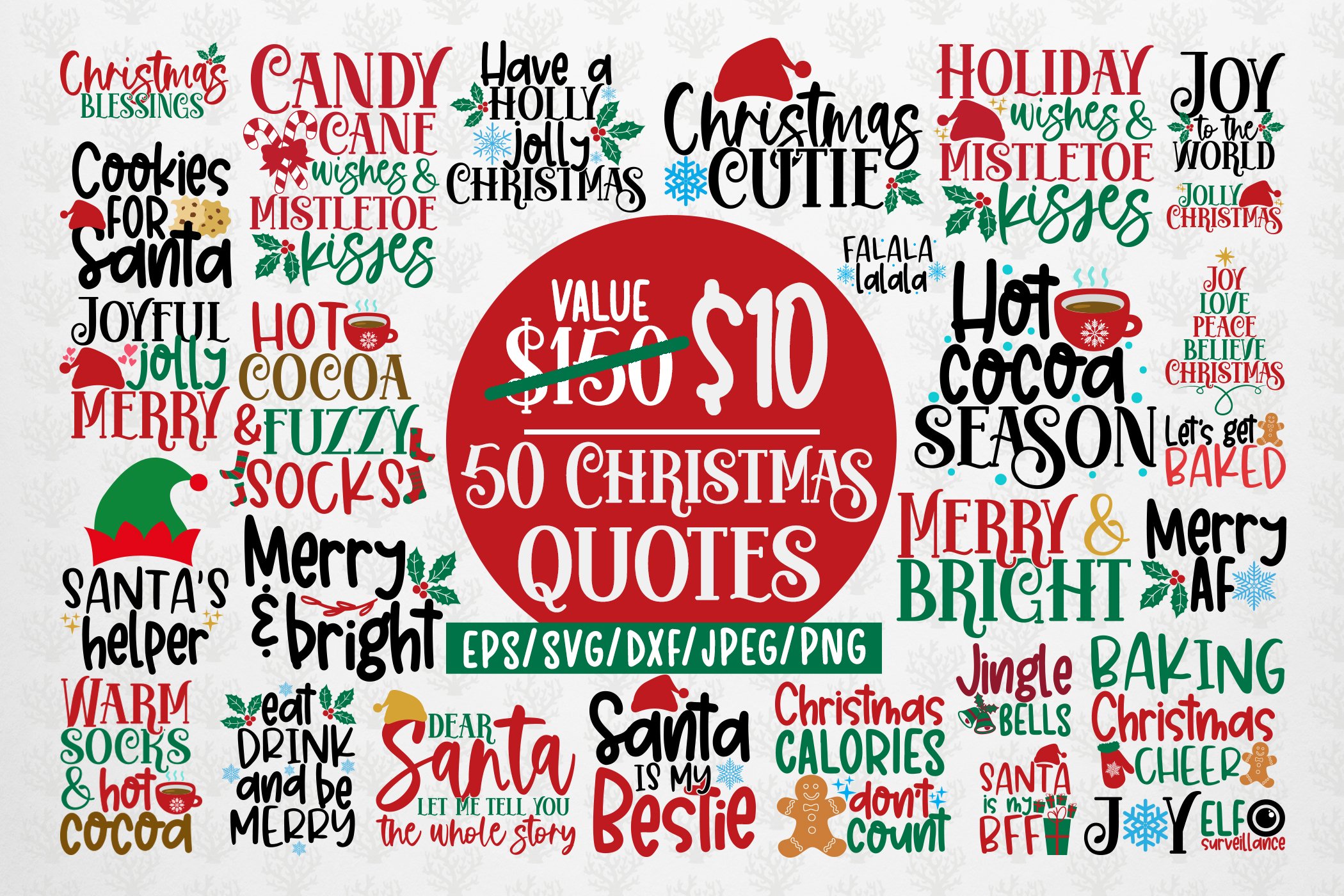 Big Merry Christmas Bundles - 50 SVG PNG EPS DXF JPG