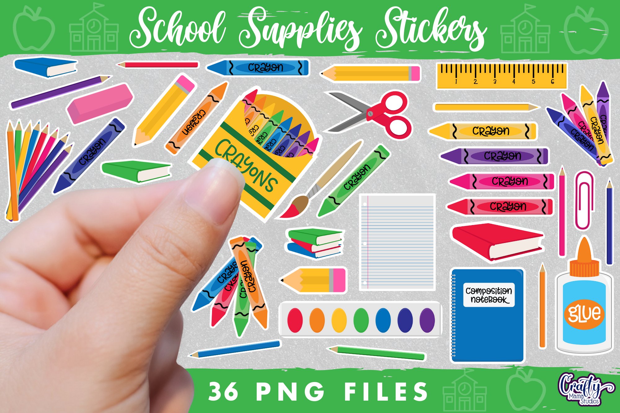 School Supplies Png Sticker Bundle | Teacher Classroom Decor