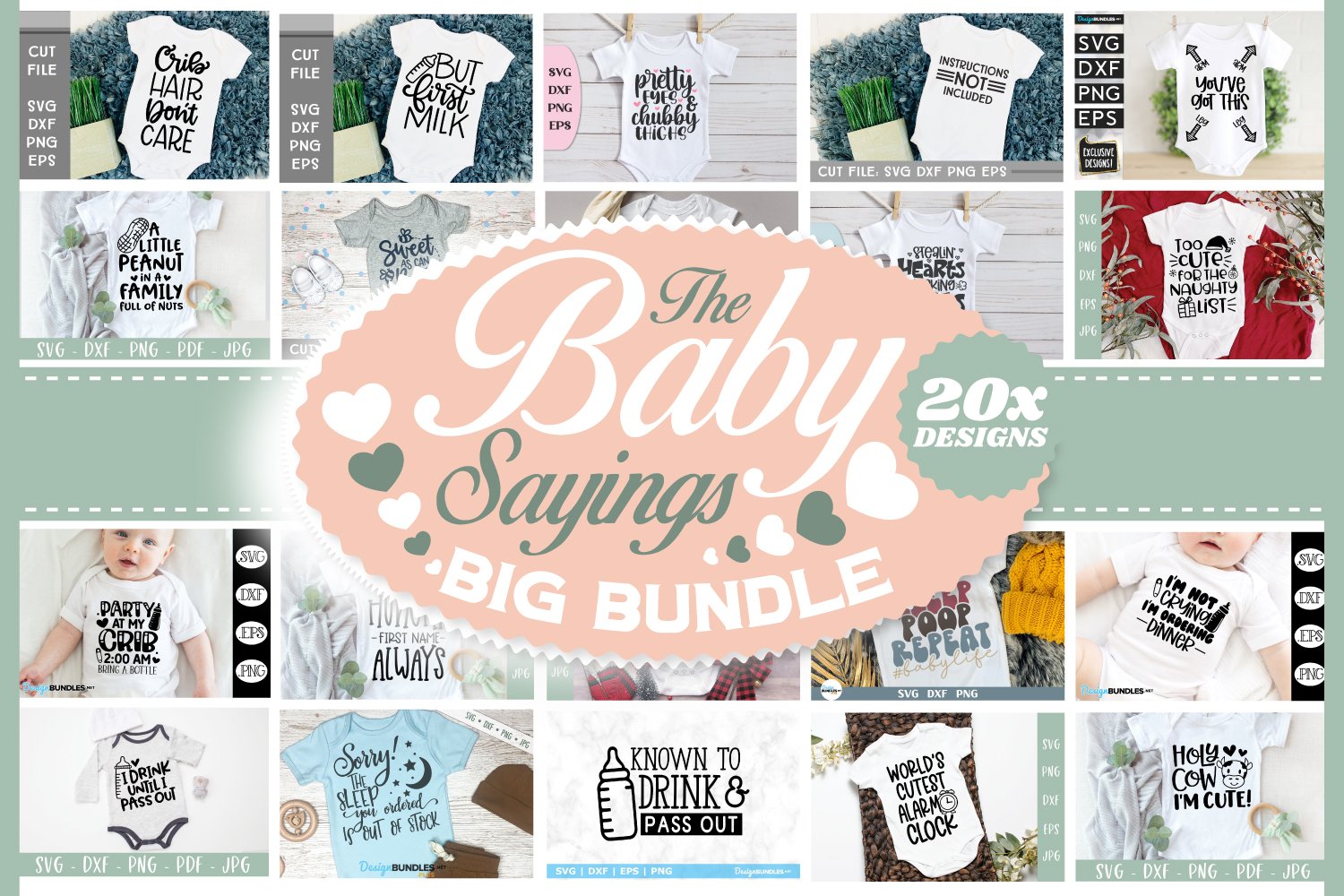 The Baby Sayings Big Bundle Vol 1 - 20 Funny Baby Designs!