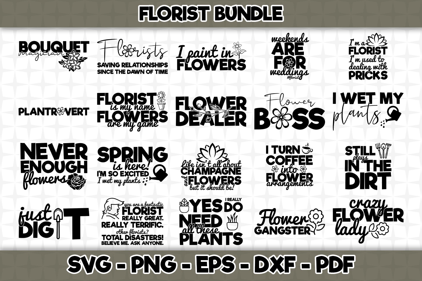 Florist Bundle - 20 Designs Included - SVG Cut File Bundle