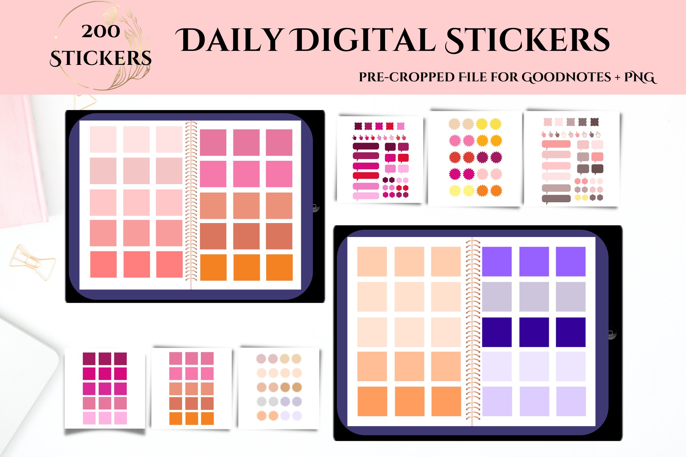 Weekly Cute Digital Stickers for Organized iPad Goodnotes
