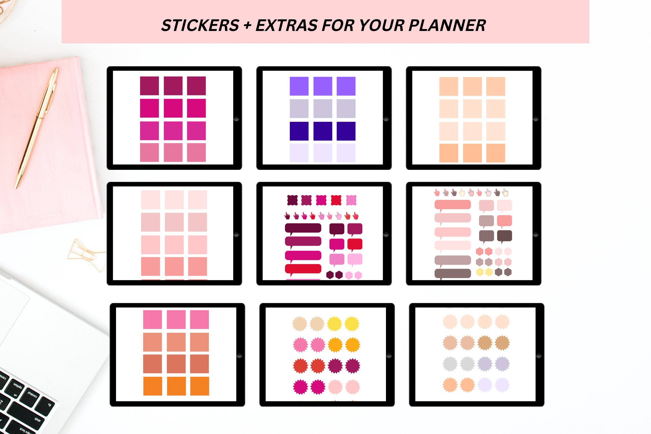 Weekly Cute Digital Stickers for Organized iPad Goodnotes 2