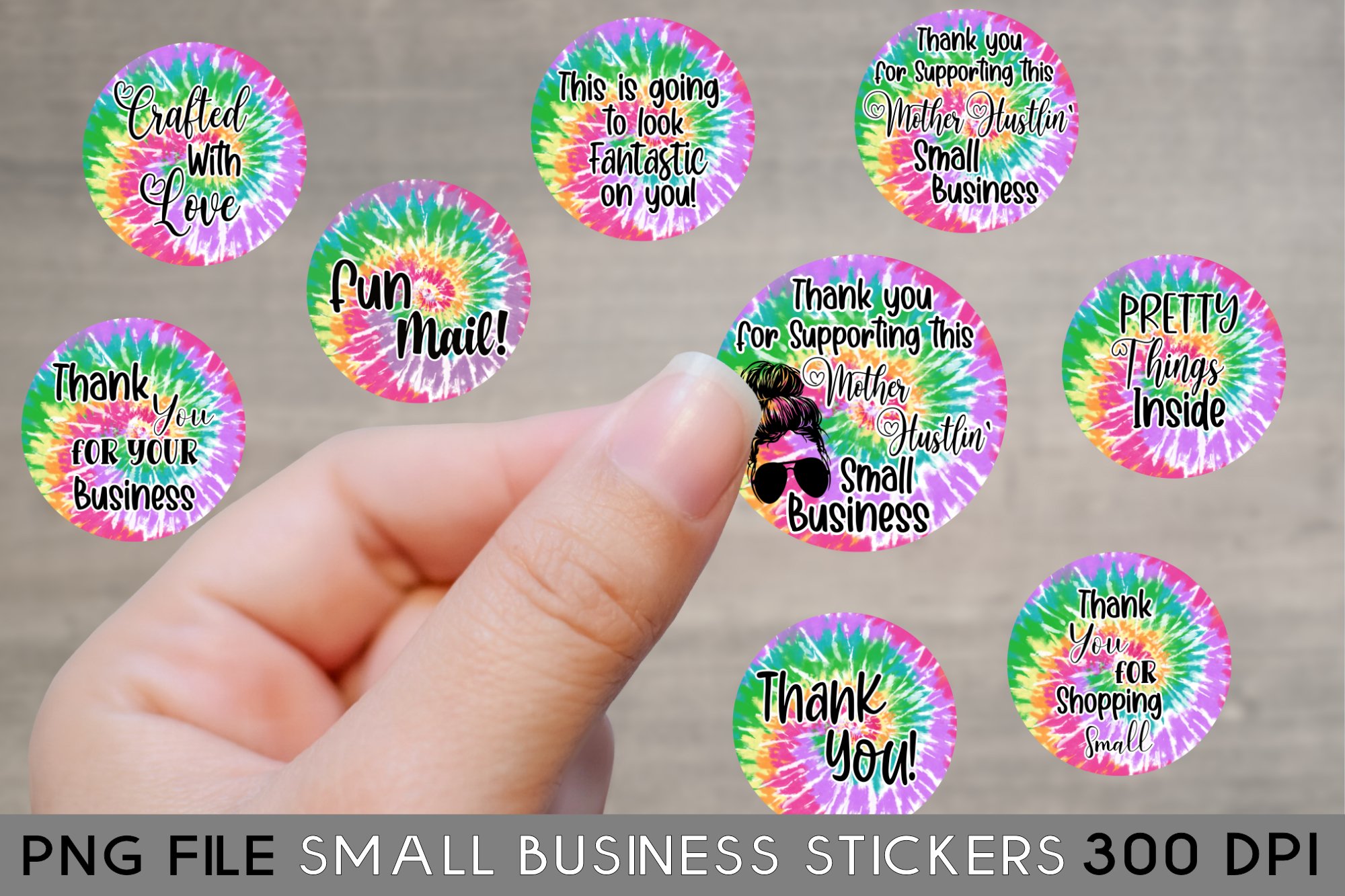Tie Dye Small Business Stickers, Thank You Stickers