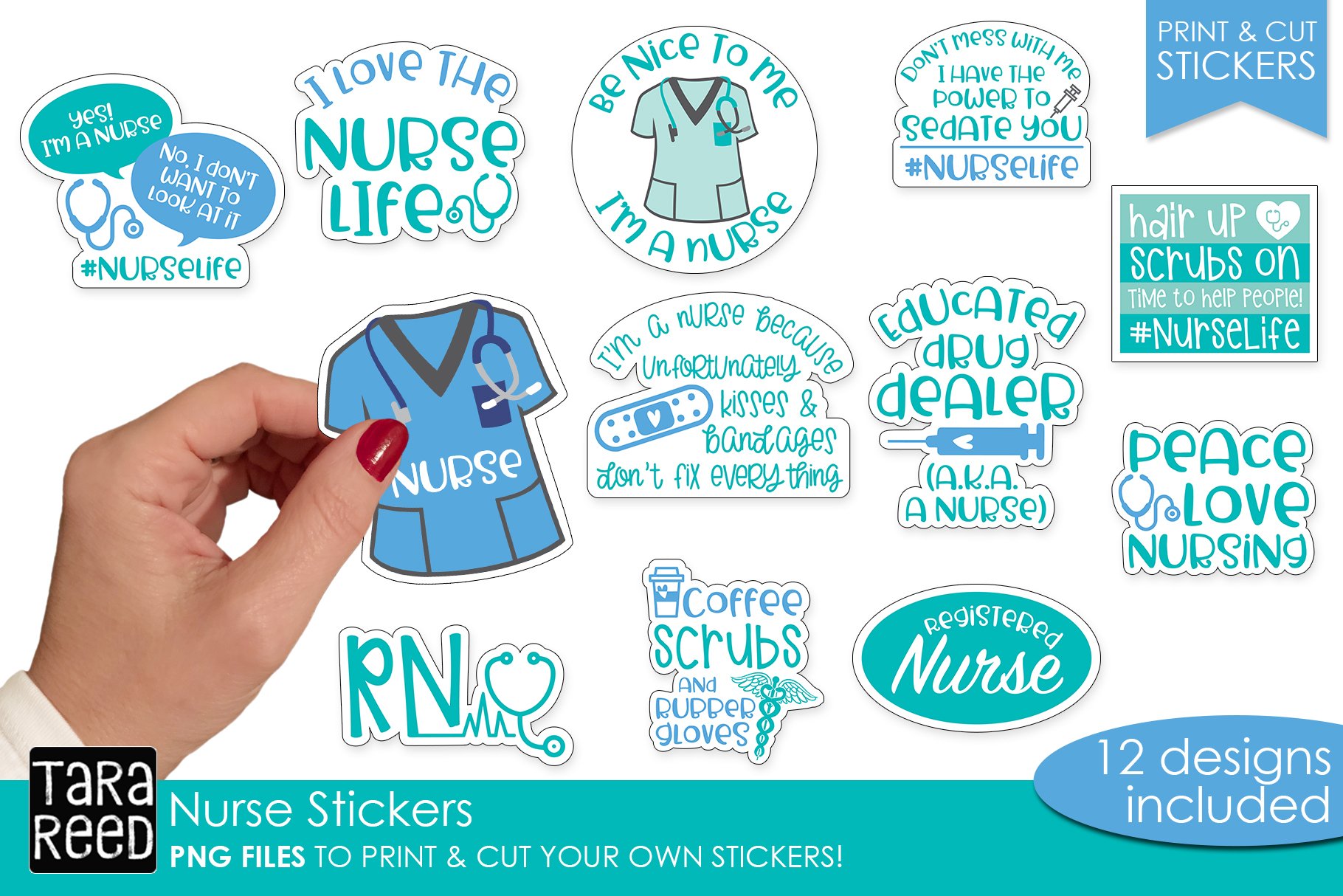 Nurse Sticker Bundle PNG - Print   Cut