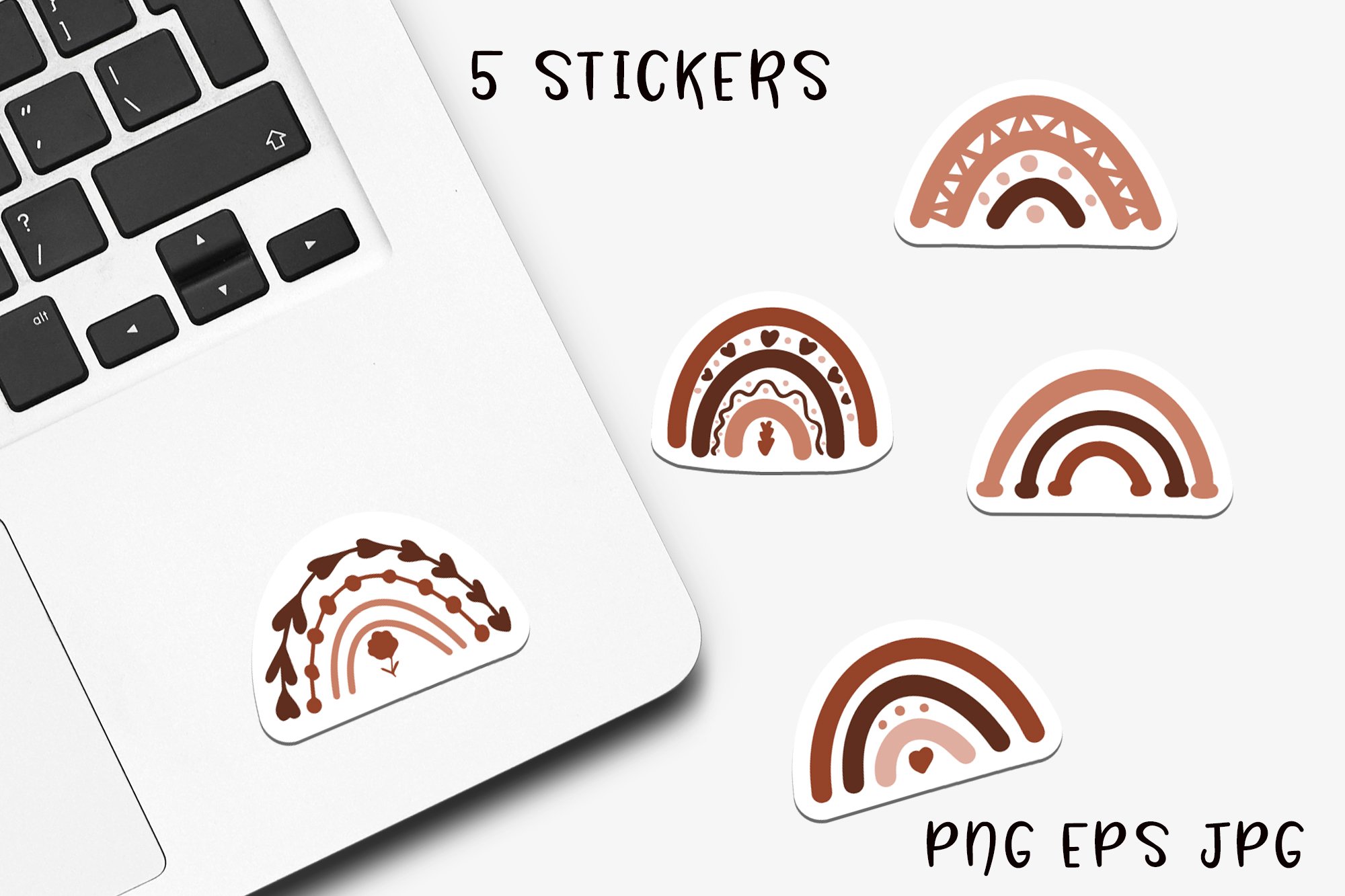 Rainbow stickers. Boho rainbow printable stickers. 2