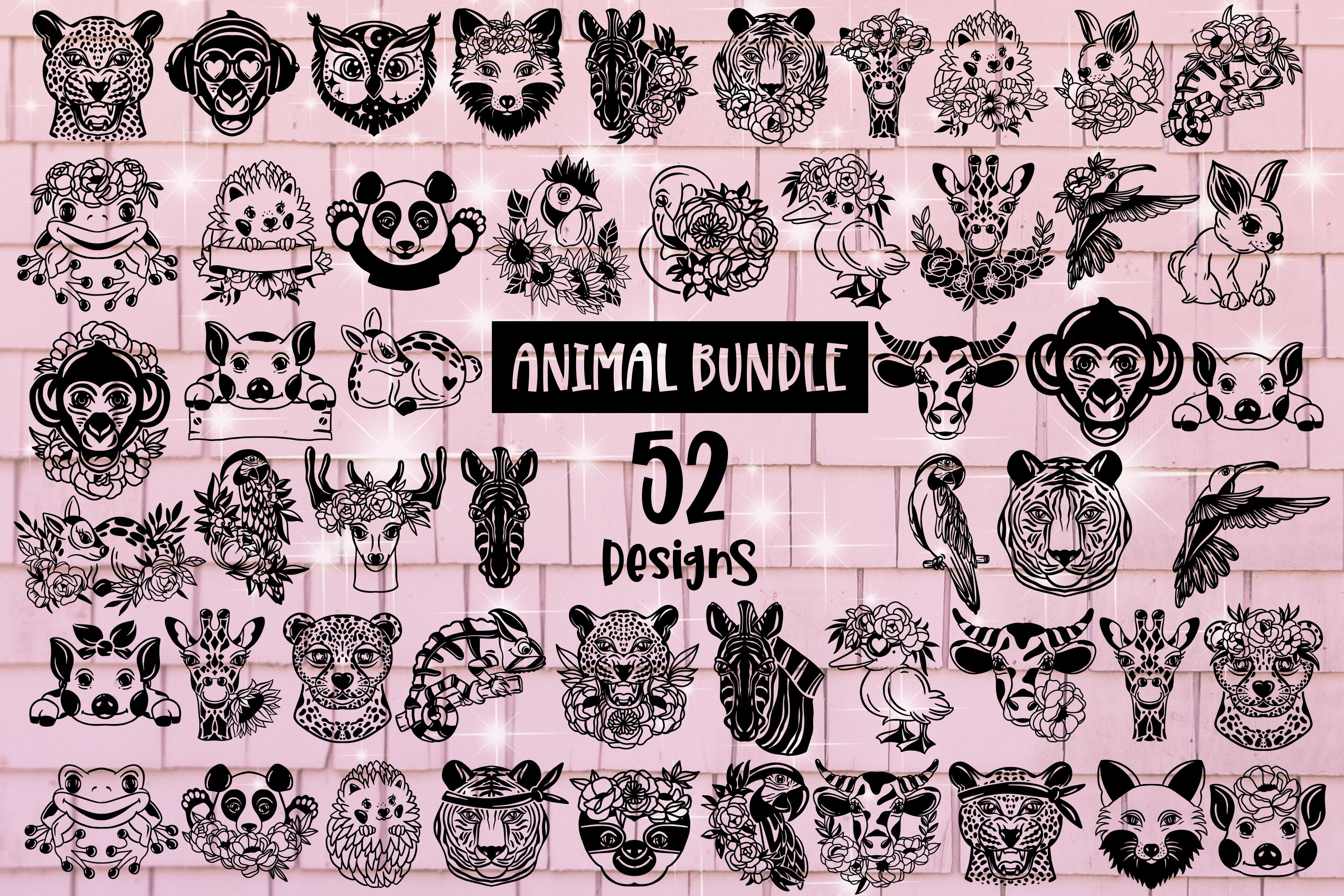 Animal Svg Bundle of 52 designs Big Set