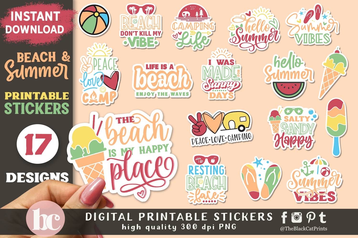 Beach   Summer Stickers Pack | Summertime Stickers Printable 2