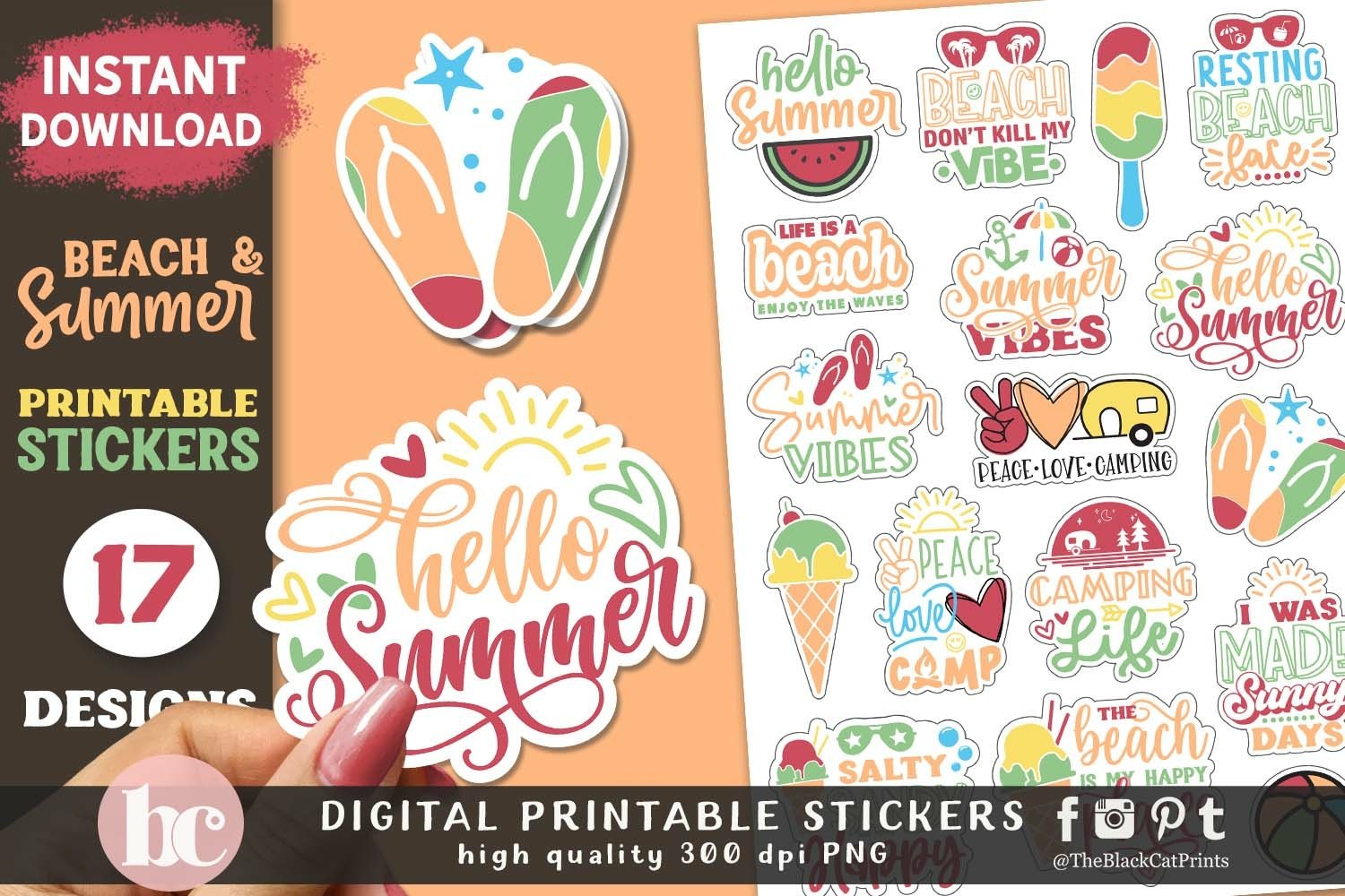 Beach   Summer Stickers Pack | Summertime Stickers Printable 3