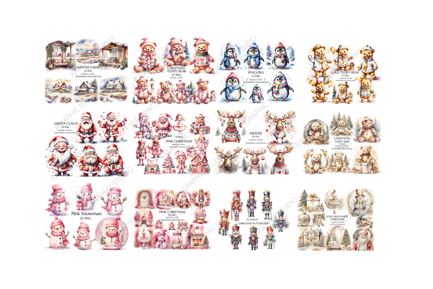 Christmas Mega Bundle, Xmas Clipart, Winter Clipart Bundle 3