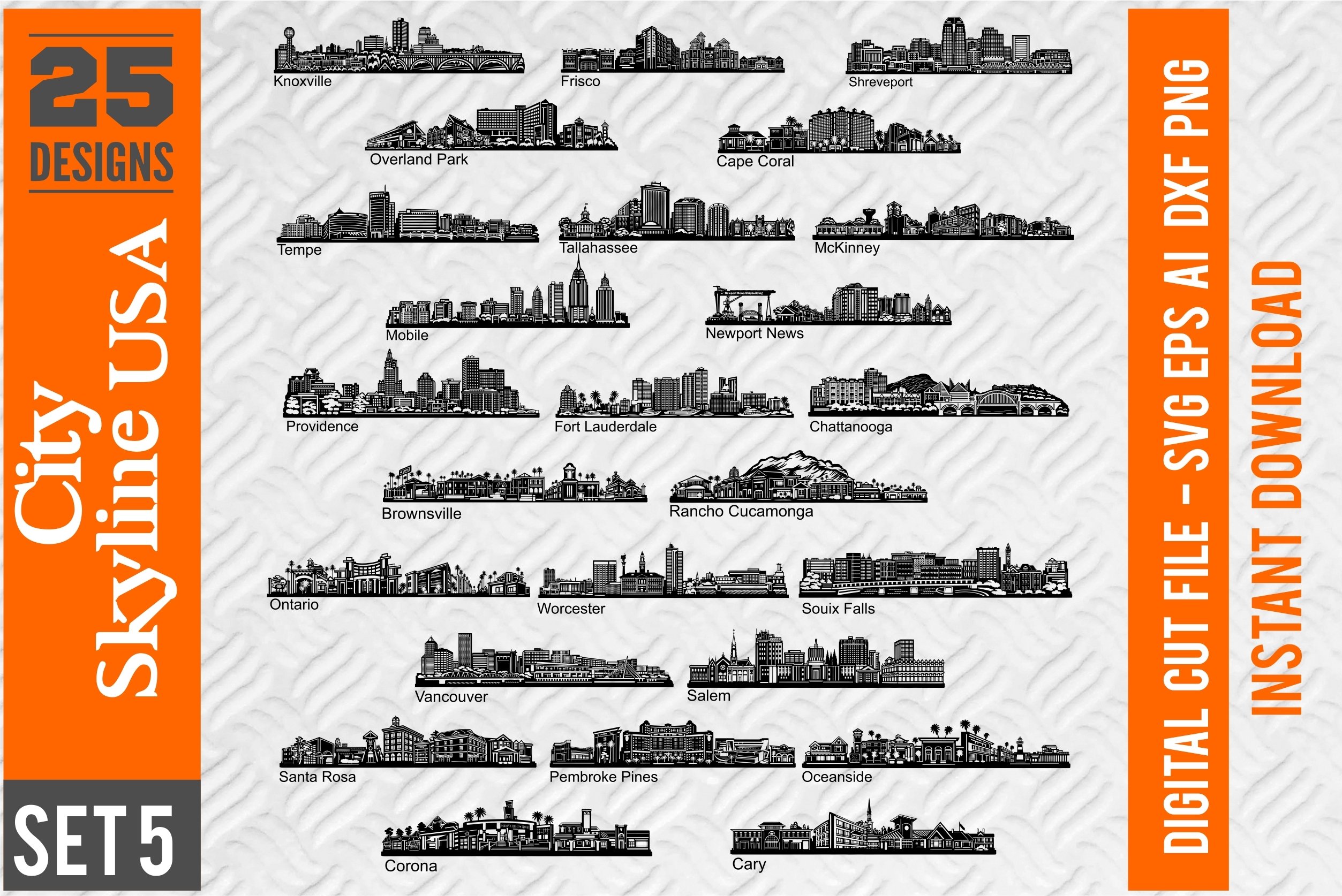 25 US City Skyline SVG Set 5- Bundle Skyline Svg for Cricut 2