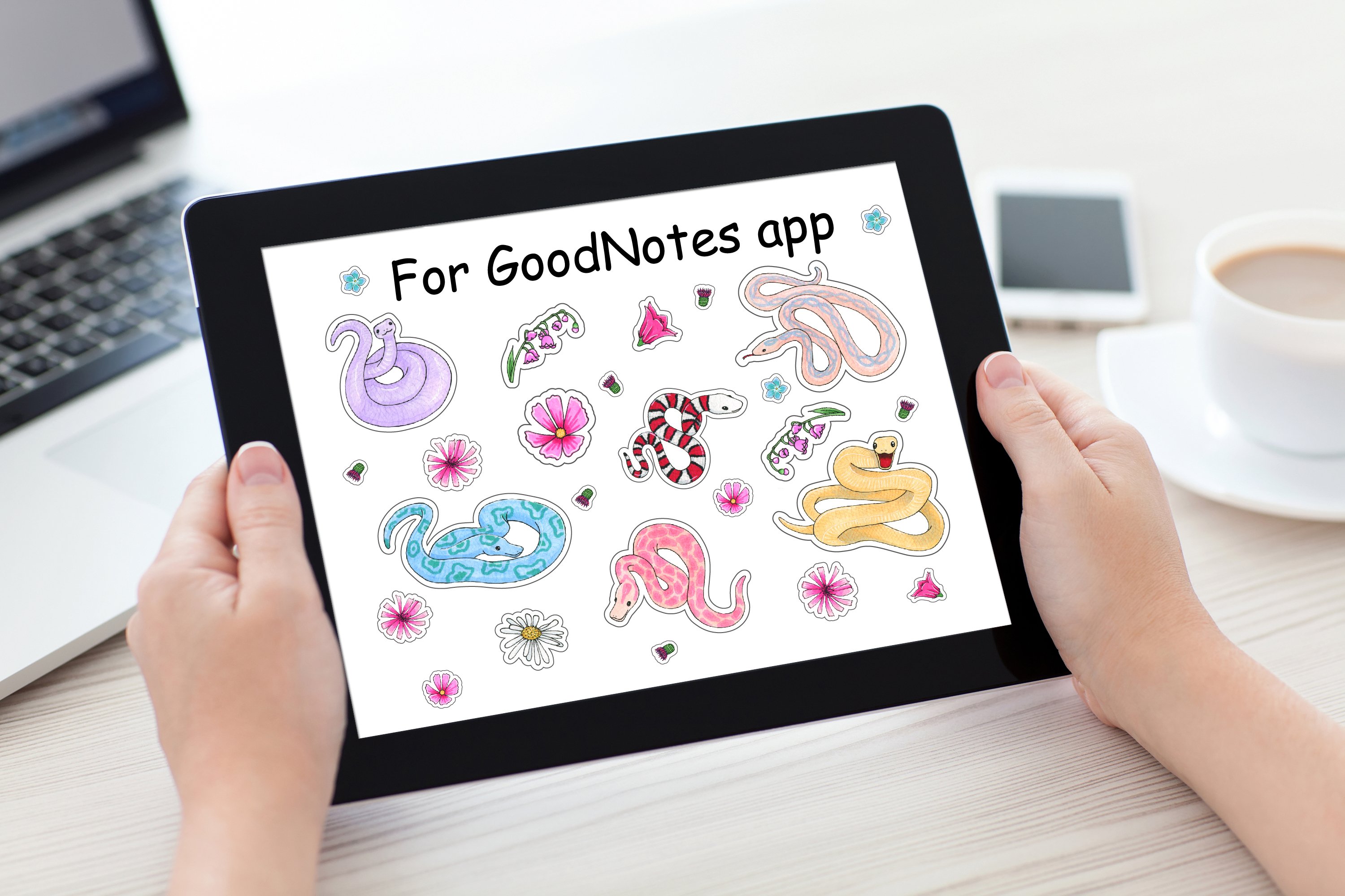 Stickers for printing and for the GoodNotes app Snake,flower 2