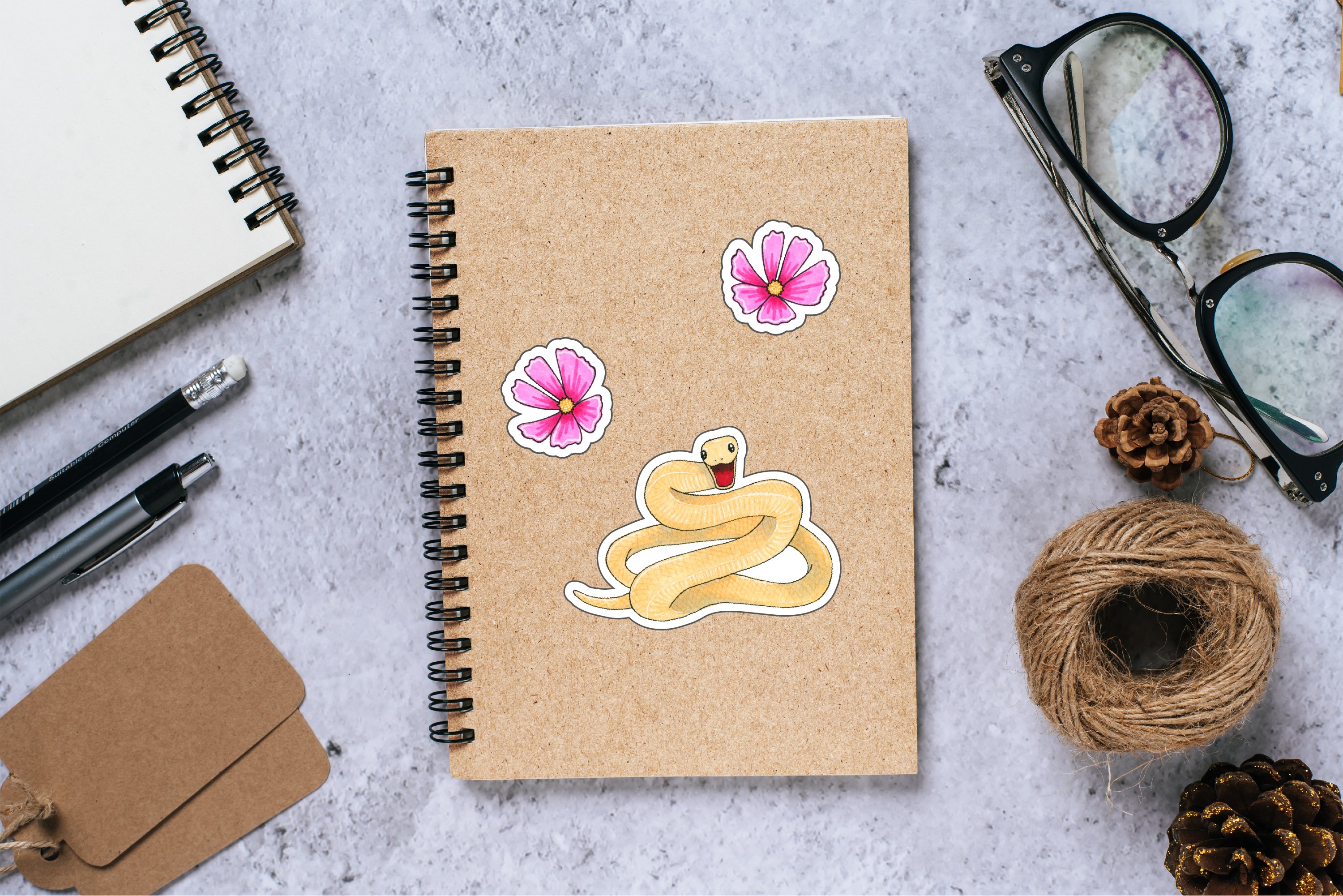 Stickers for printing and for the GoodNotes app Snake,flower 3