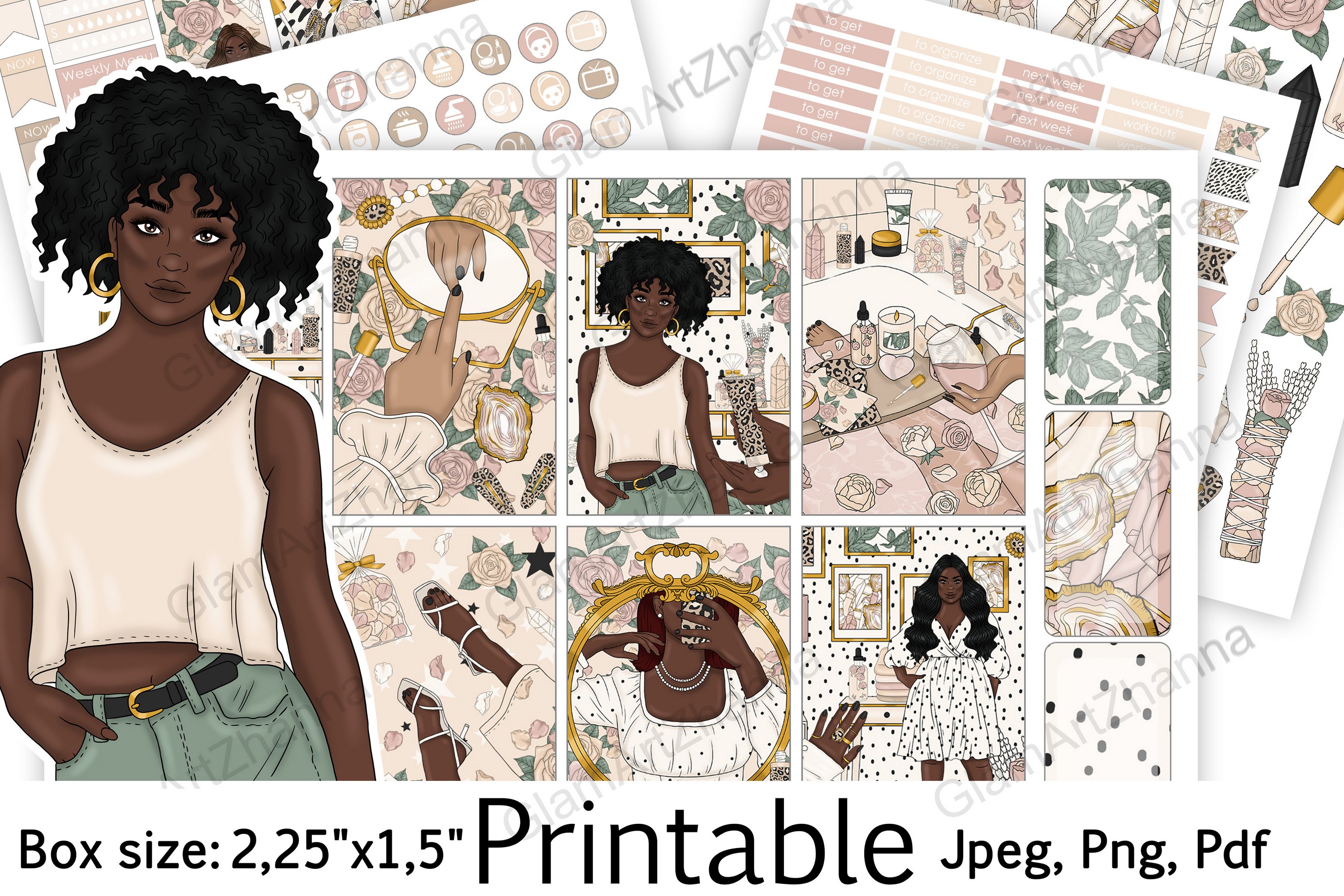 African American Self Love Printable Box Size 2,25"x1,5"