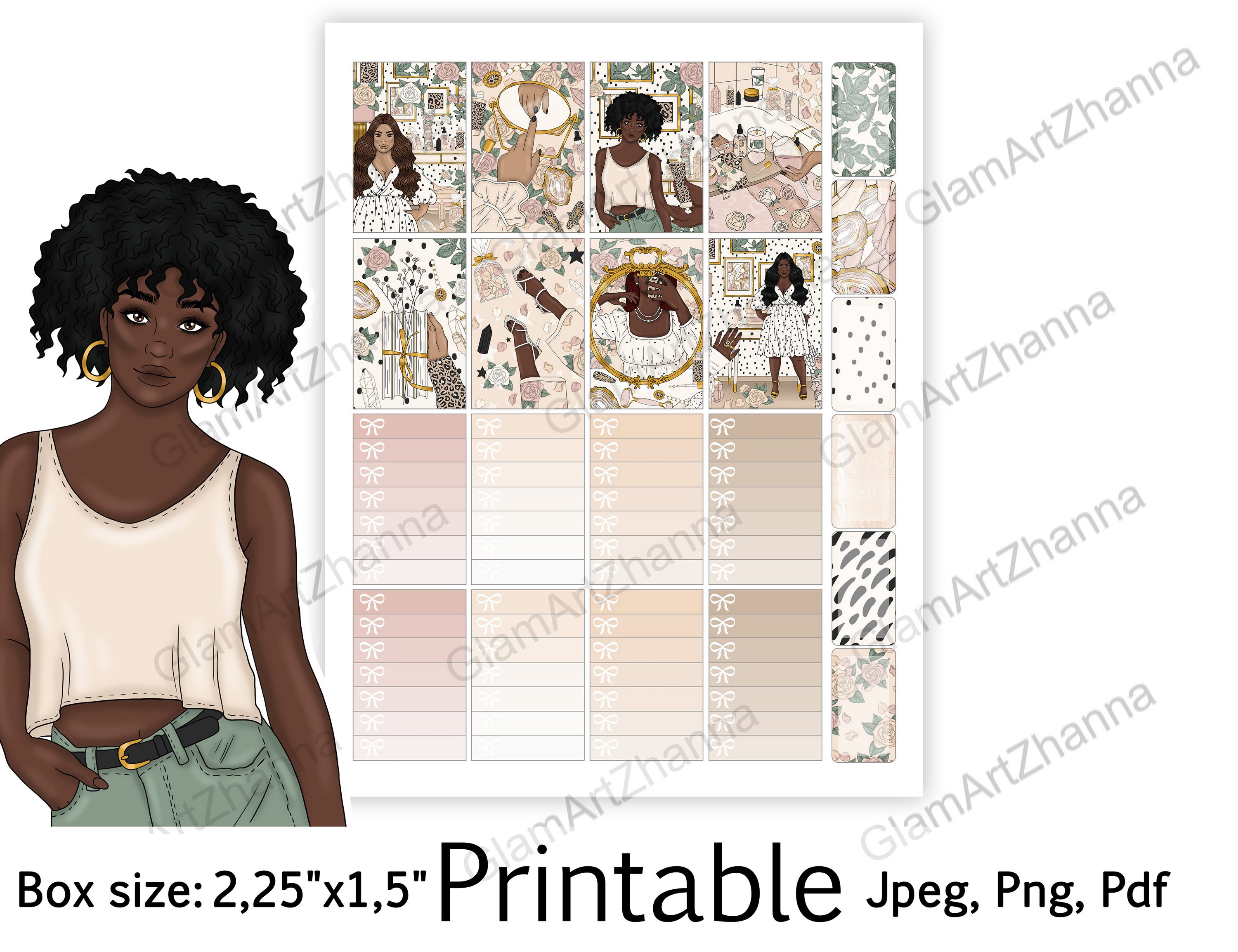 African American Self Love Printable Box Size 2,25"x1,5" 2