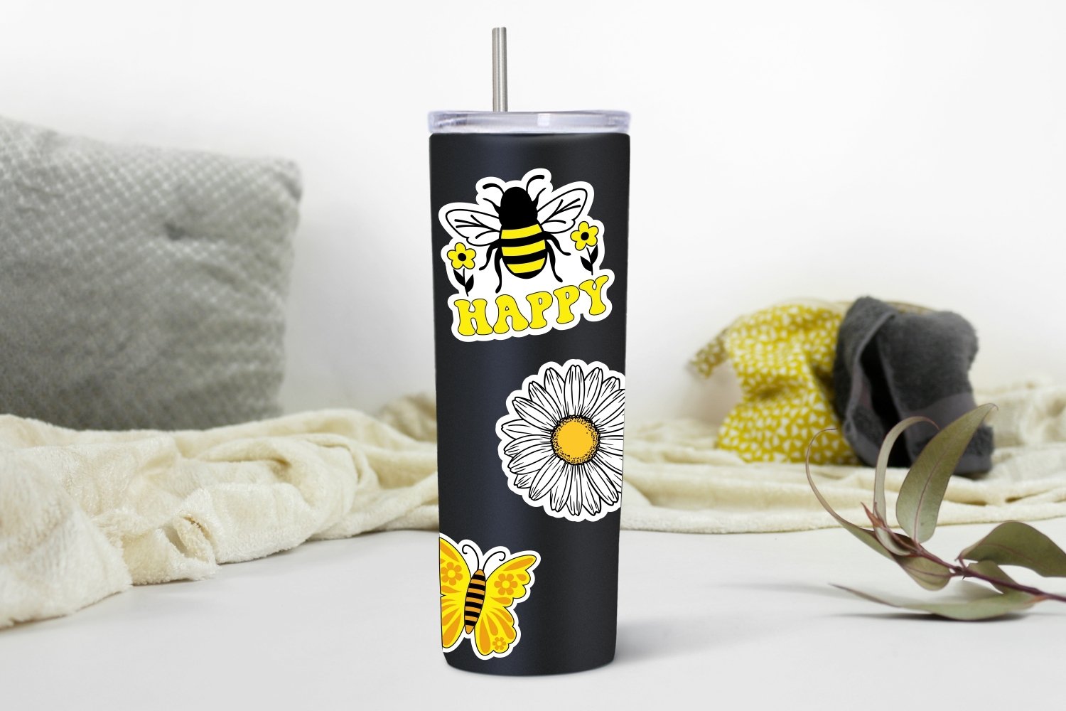 Yellow positive aesthetic sticker bundle 2