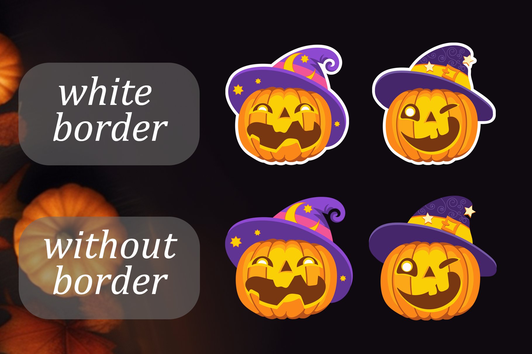 Halloween Stickers Funny Pumpkin Bundle | 13 PNG | Vector 3
