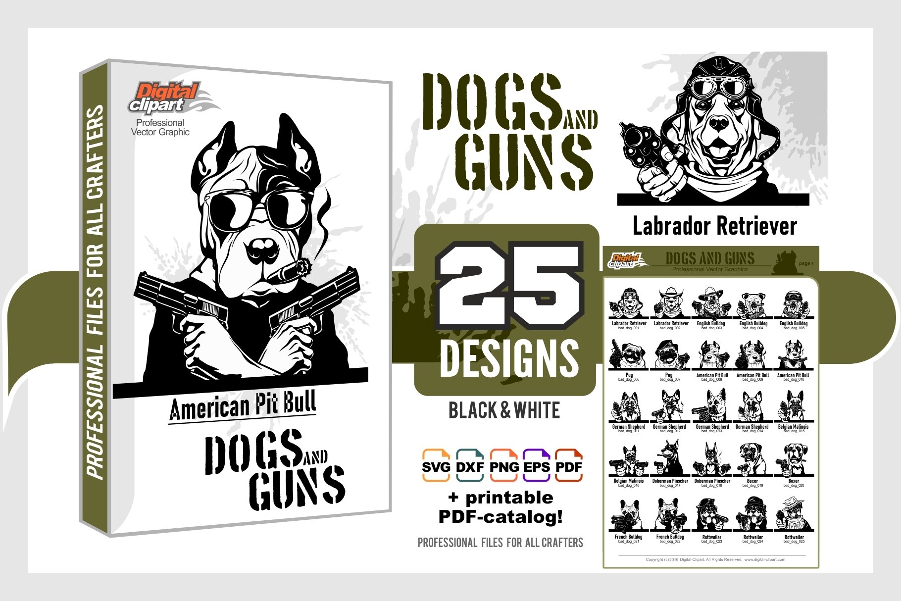 Peeking Dogs Guns SVG, BUNDLE 25 vectors, Gangster, Bad Dog, 2