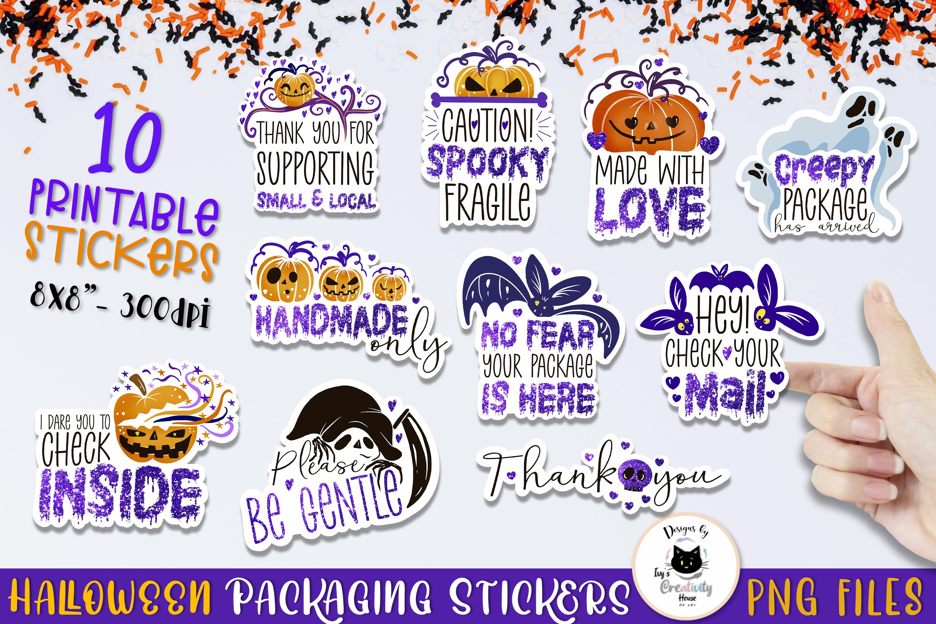Halloween Packaging Sticker Bundle | Cute Halloween Stickers