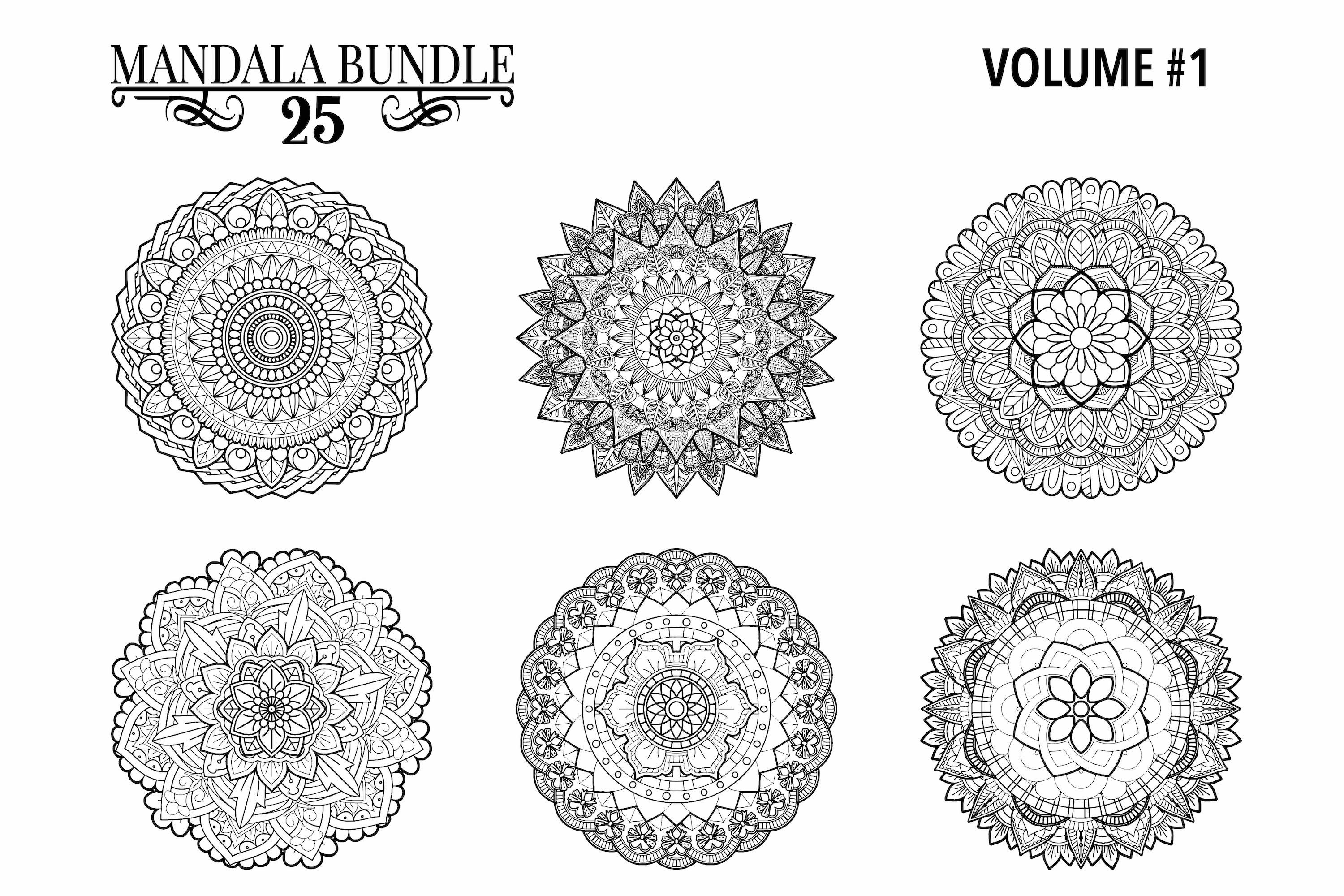 Mandala Bundle with 25 Ornaments for KDP Interior Coloring 2