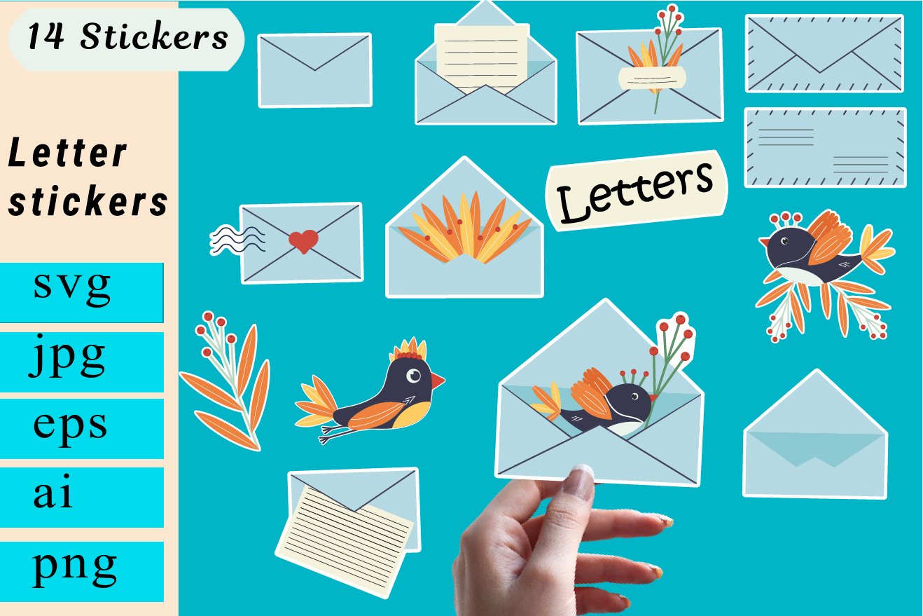 Stickers letter png. Mail stickers. Planner Stickers.
