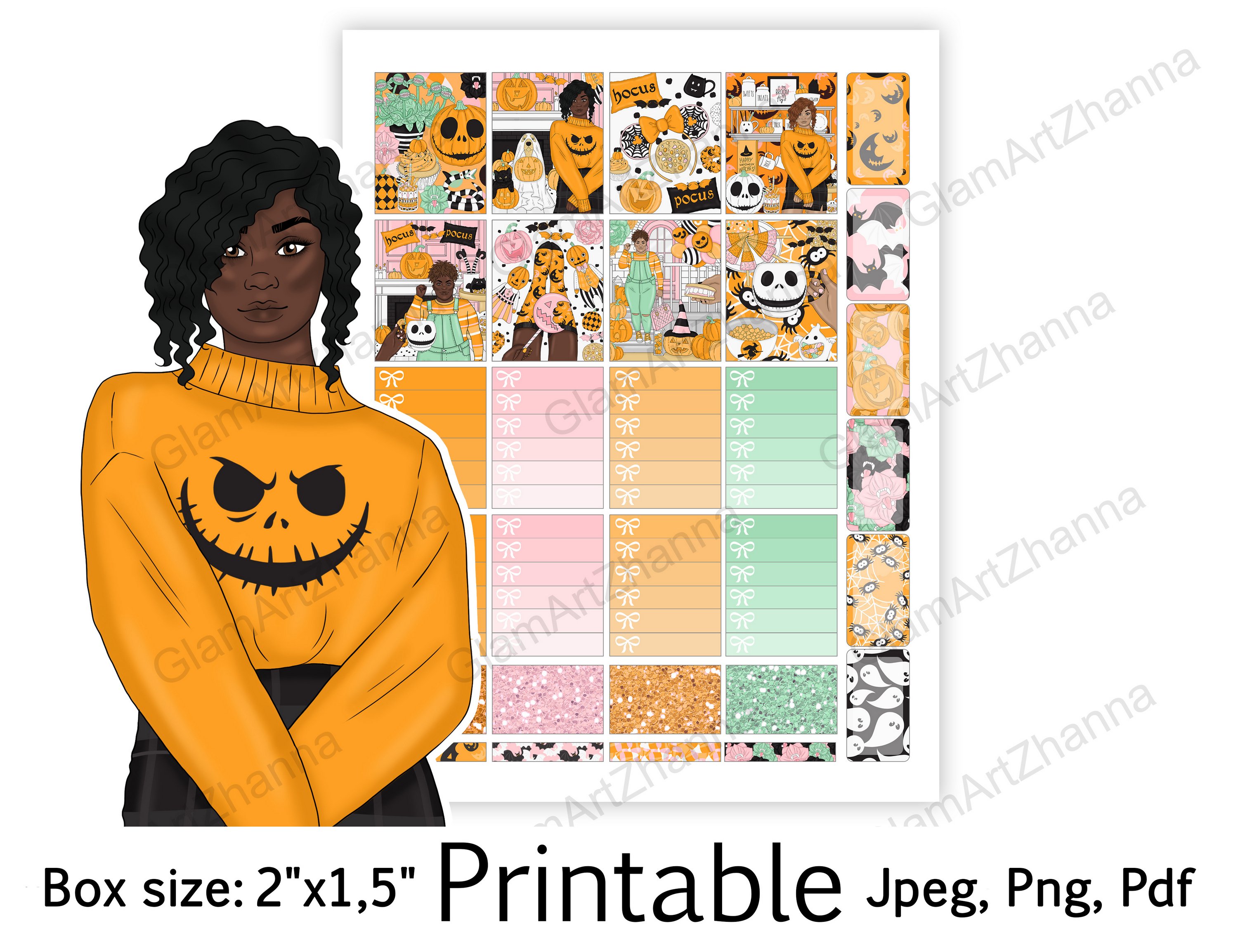 African American Halloween Digital Box Size 2"x1,5" 2