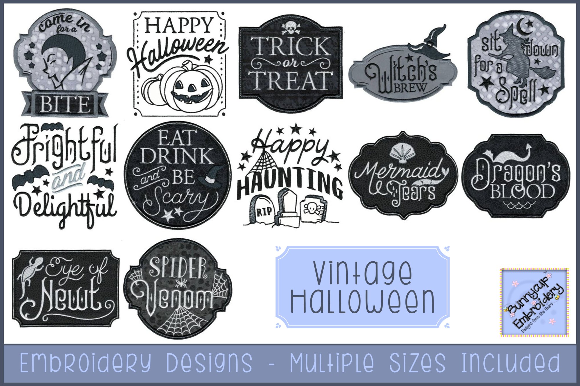 Vintage Halloween Embroidery Designs