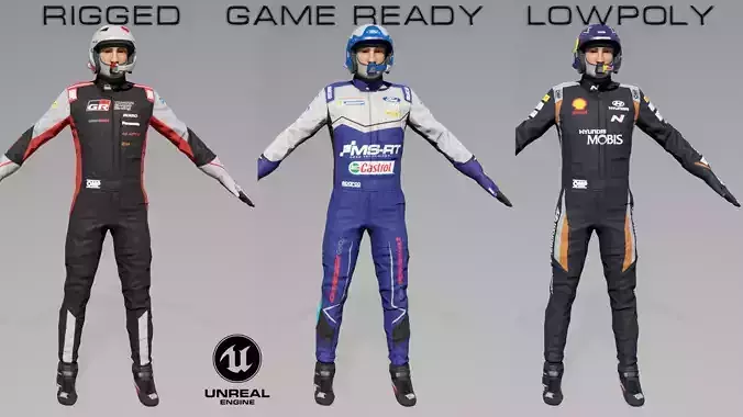 Rally Pilot Low-poly 3D model