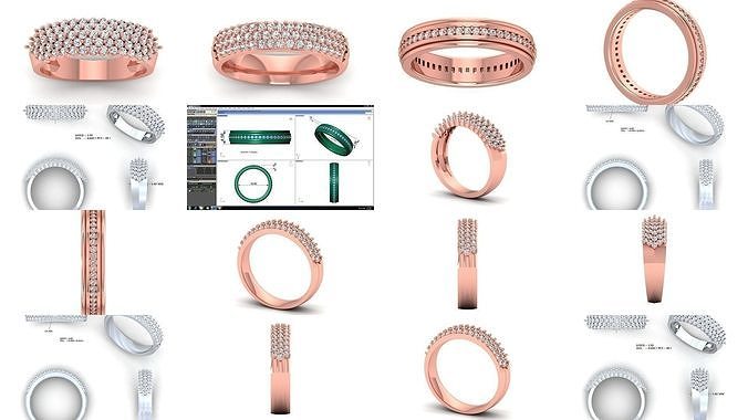 35 Solitaire Wedding Women Band Rings Collection 3D Model Pack 3