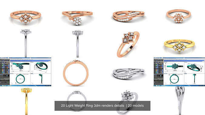 20 Light Weight Ring 3dm renders details  3D Model Pack 2