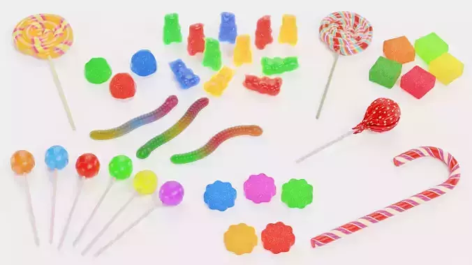 Candies Set - Assorted Sweet Treats Confectionery 3D model 2