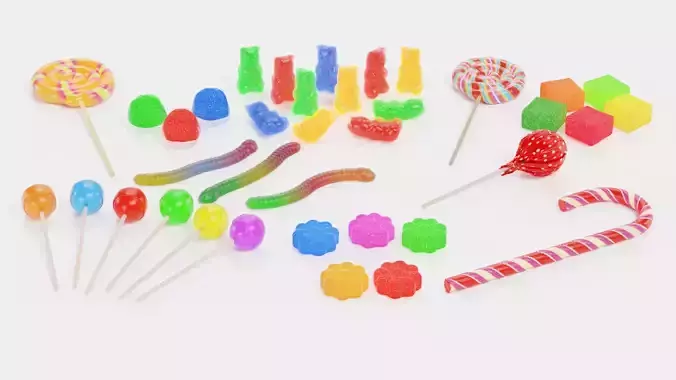 Candies Set - Assorted Sweet Treats Confectionery 3D model 3