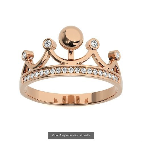 34 Crown Ring renders 3dm stl details  3D Model Pack 3