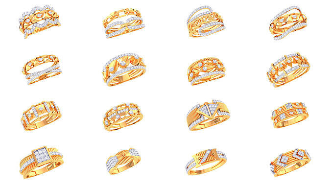 40 Women Ring 3dm STL OBJ FBX Details Collection  3D Model Pack 2