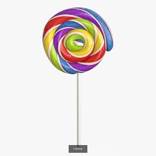 Lollipop collection on stick with stripes 3D Model Pack 2