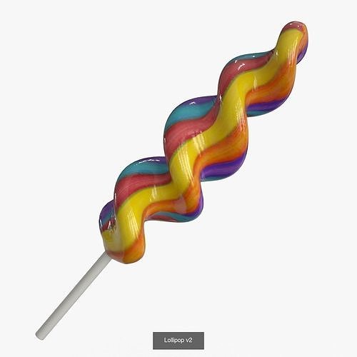 Lollipop collection on stick with stripes 3D Model Pack 3