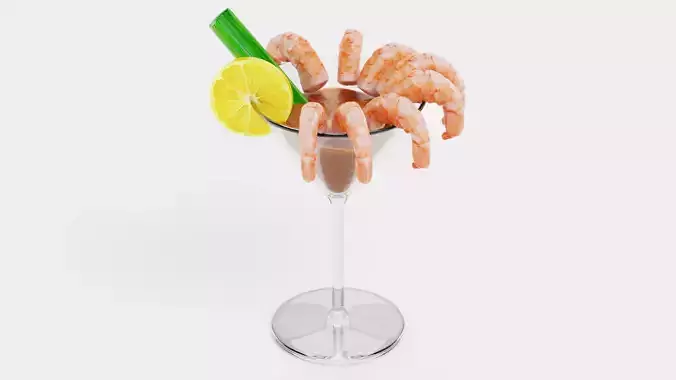 Shrimp Cocktail - Realistic Appetizer Food Scene 3D model