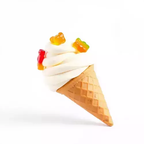 Swirled Ice Cream Cone with Gummies model pack Low-poly 3D model 2