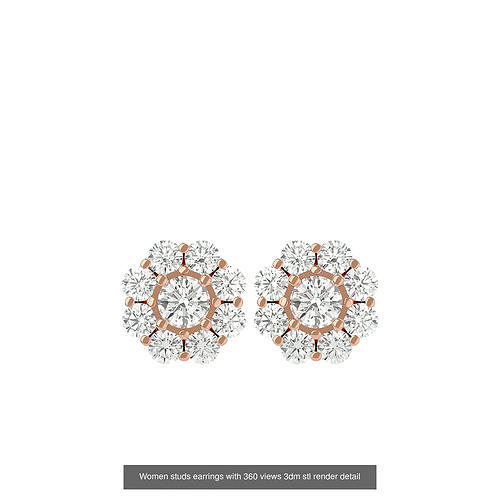 19  Women studs huggies earrings with 360 views 3dm stl render 3D Model Pack 3