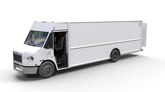 Freightliner MT55 box van Low-poly 3D model 2