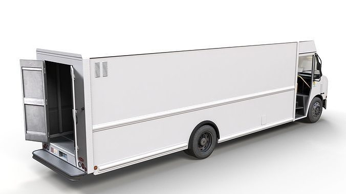 Freightliner MT55 box van Low-poly 3D model 3