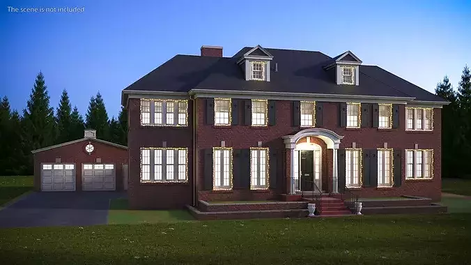 Home Alone House Exterior With Garland 3D model 3
