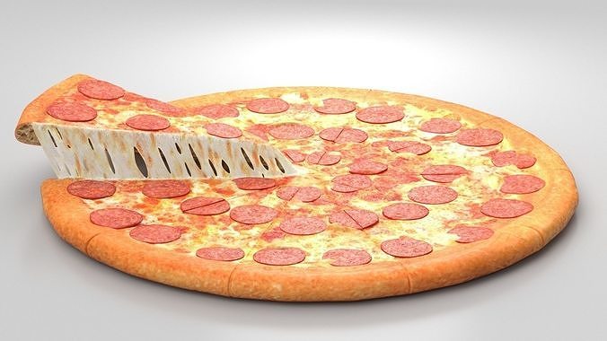 Pepperoni Pizza with Slice 3D model 3