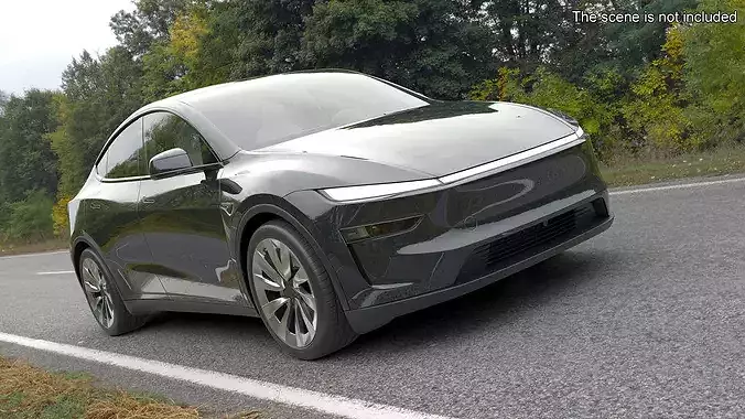 Gray Electric Vehicle Hatchback Simplified 3D model 2