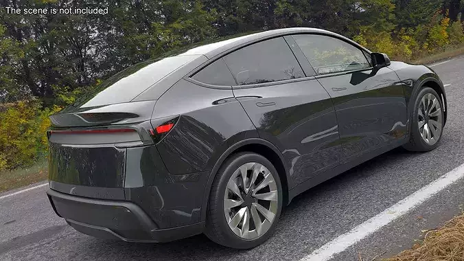 Gray Electric Vehicle Hatchback Simplified 3D model 3