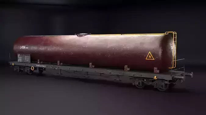 Used nad Rusted Tanker Railcar Low-poly 3D model 3