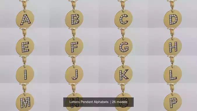 Letters Pendant Alphabets  3D Model Pack 2