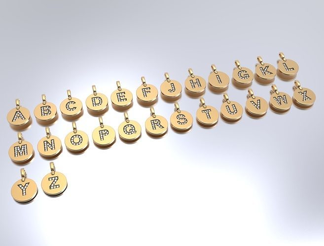 Letters Pendant Alphabets  3D Model Pack 3